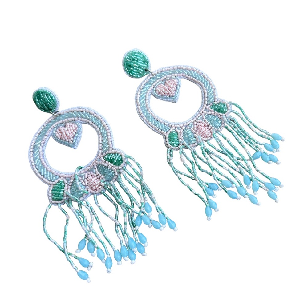 Teal Beaded Earrings